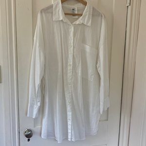 H&M Oversized White Linen Button Down Shirt